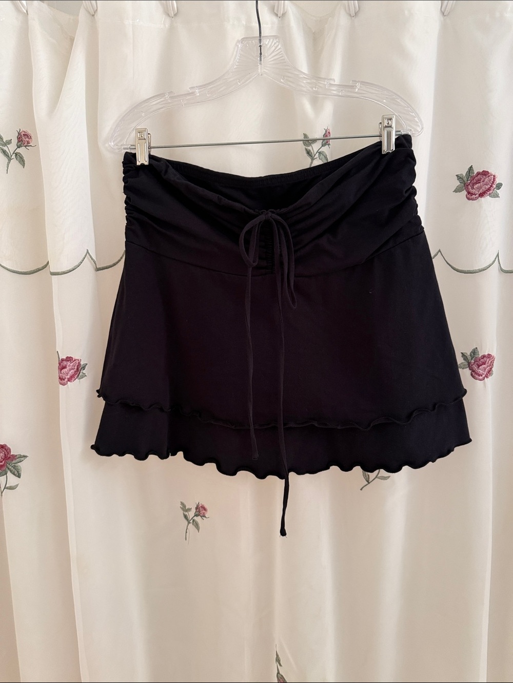 wild fable Black Ruffle Drawstring Mini Skirt